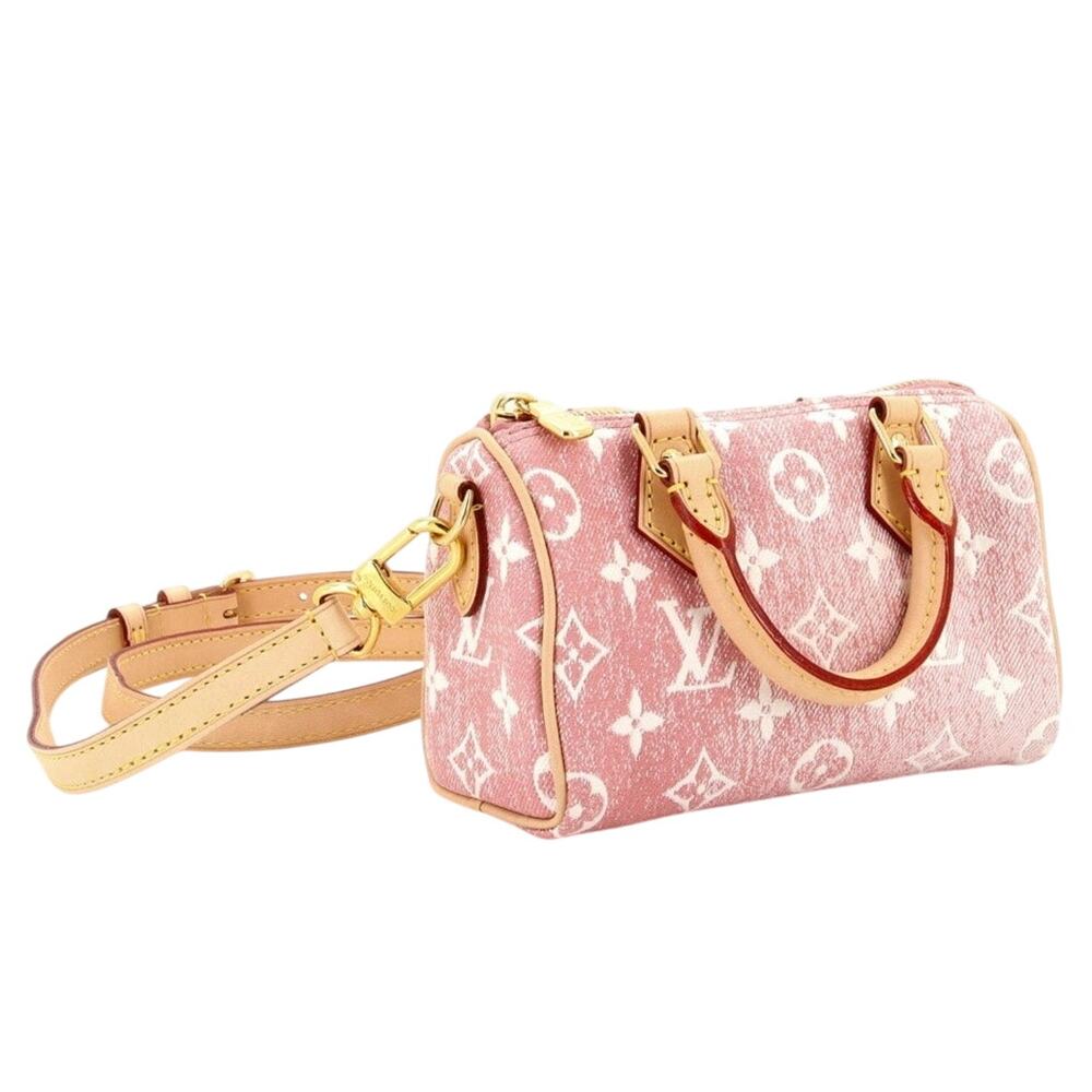 Louis Vuitton Pink Denim Monogram Nano Speedy Bag - Picture 2 of 6